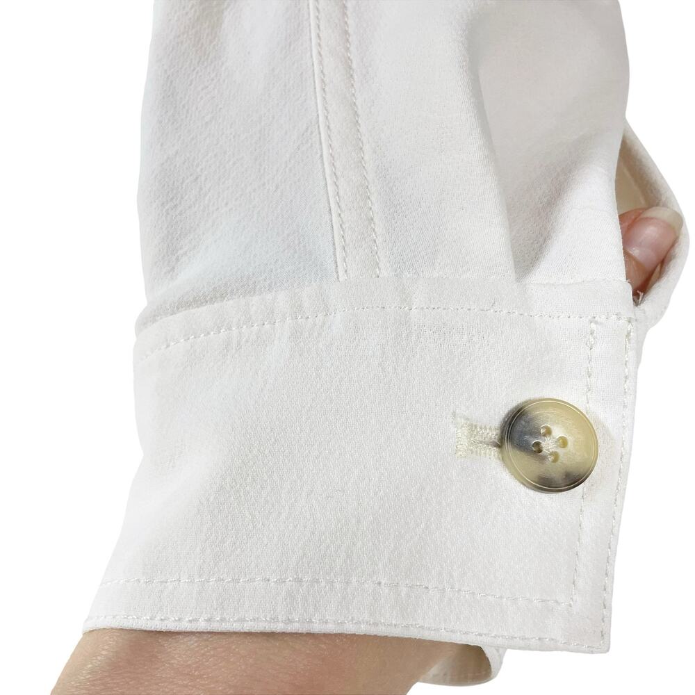 ARITZIA WILFRED Freeform Japanese Crepette Draped Button-Up Top Ivory Size L - Picture 5 of 9